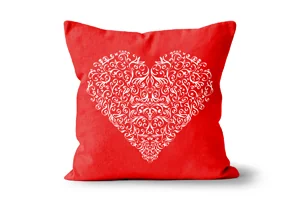 White Scroll Heart Scatter Cushions