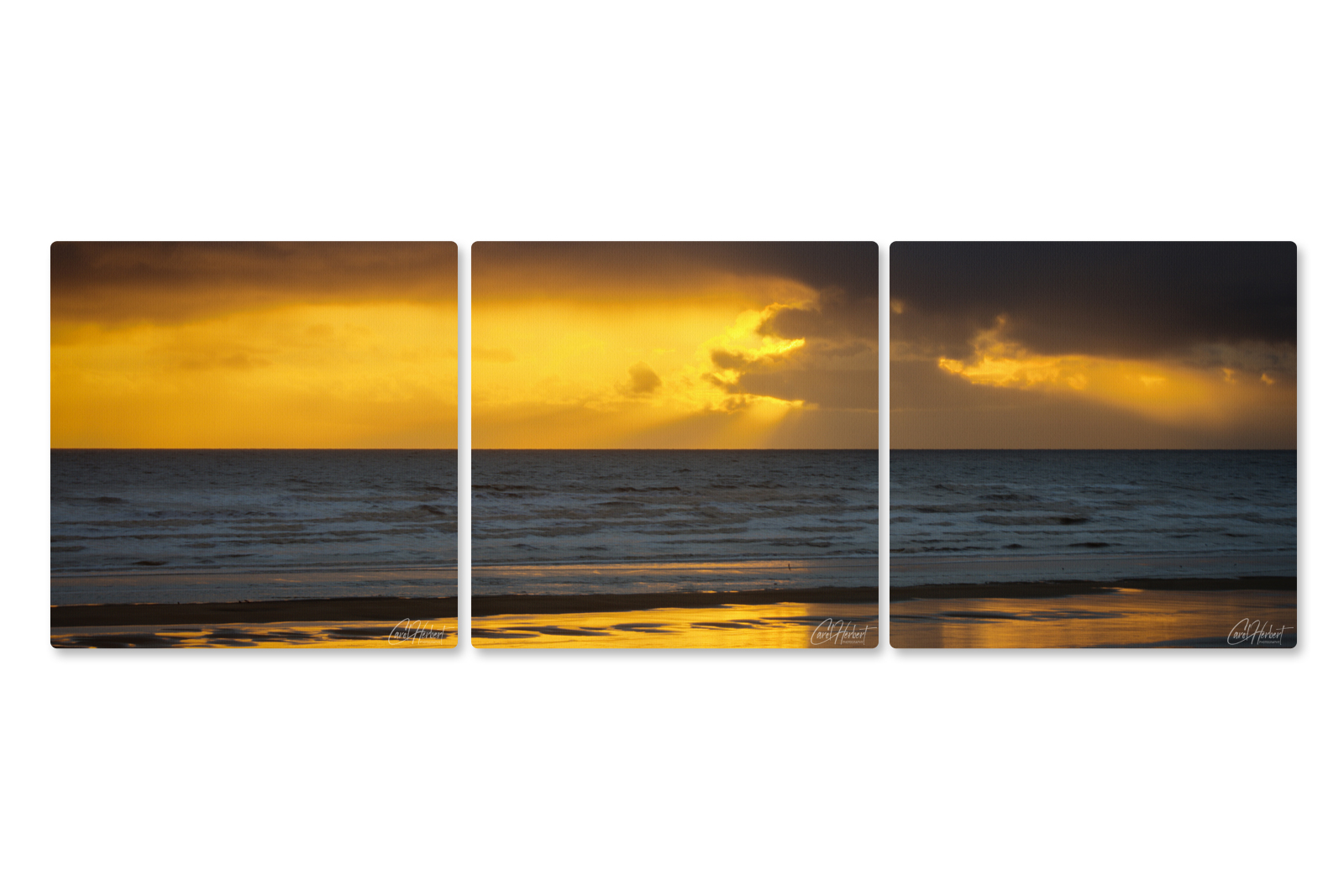Sunrise Over The Ocean 3 Canvas Prints