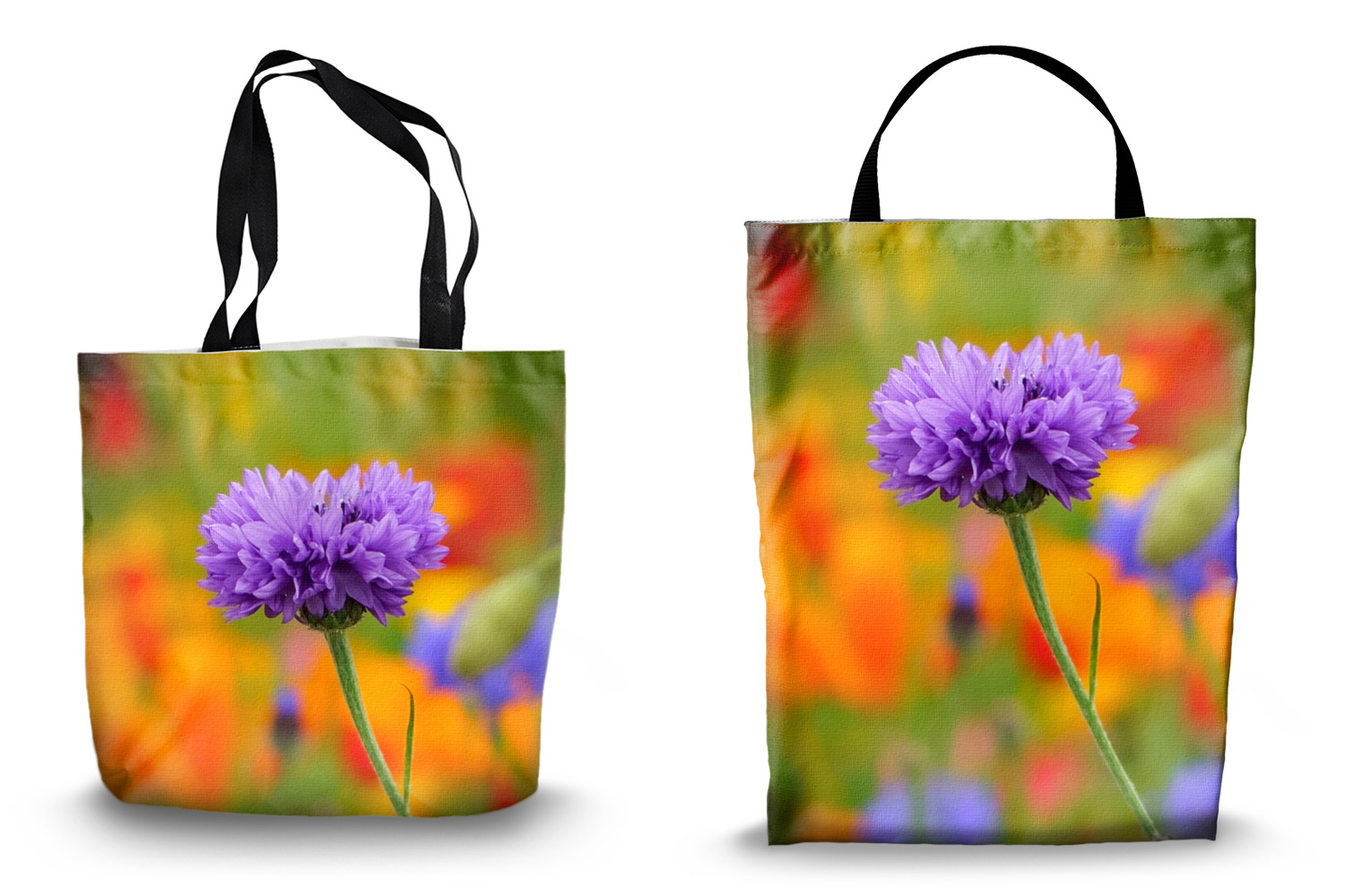Purple Cornflower Canvas Tote Bags