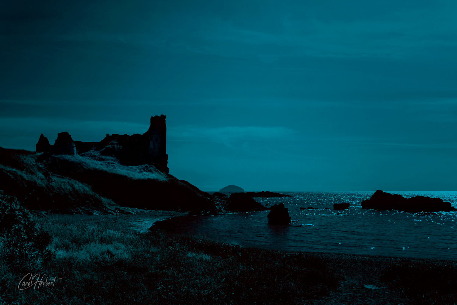 Photograph of Dunure Castle at Night