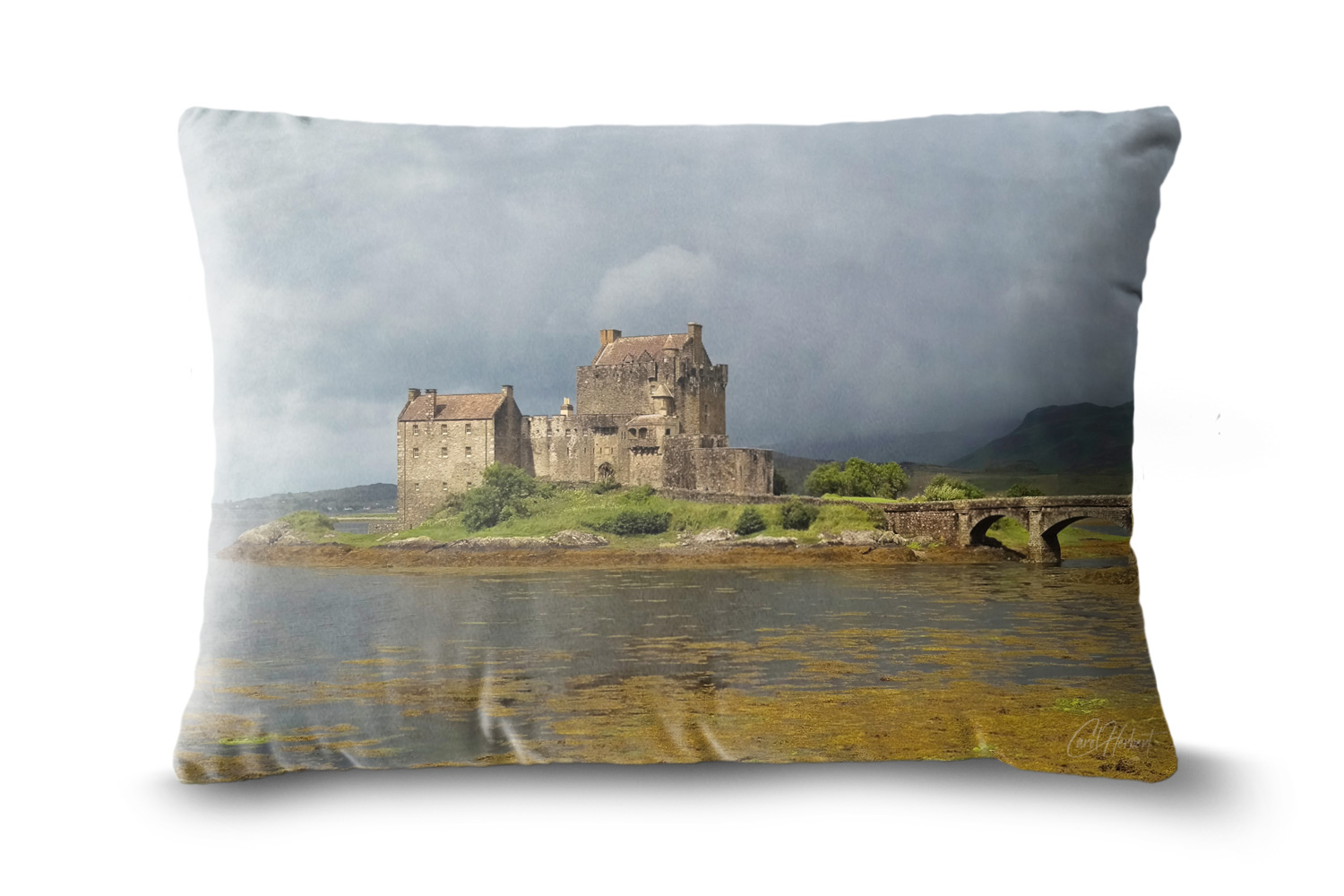 Eilean Donan Castle 19in x 13in Oblong Throw Cushion Example