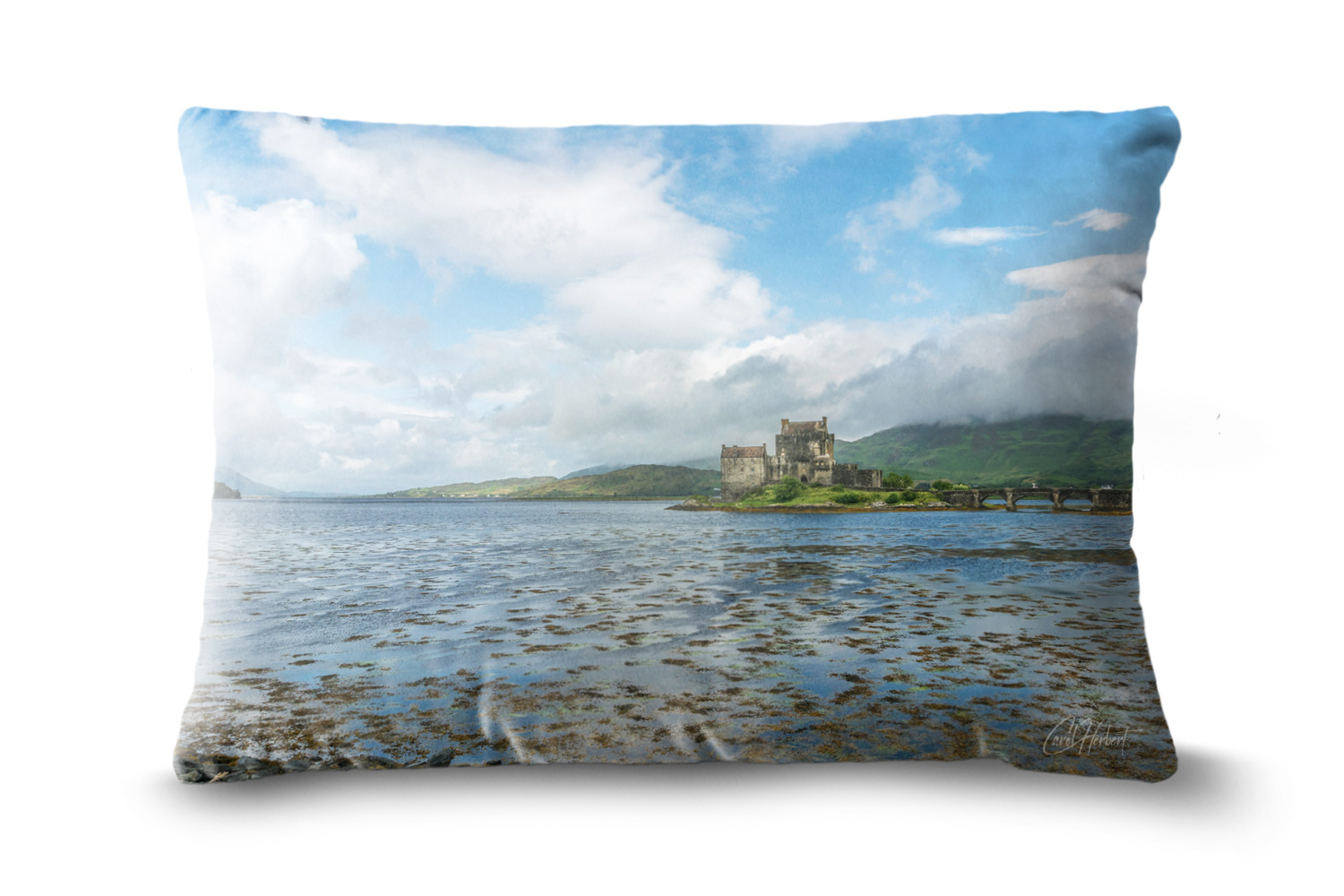 Eilean Donan Castle 19in x 13in Oblong Throw Cushion Example