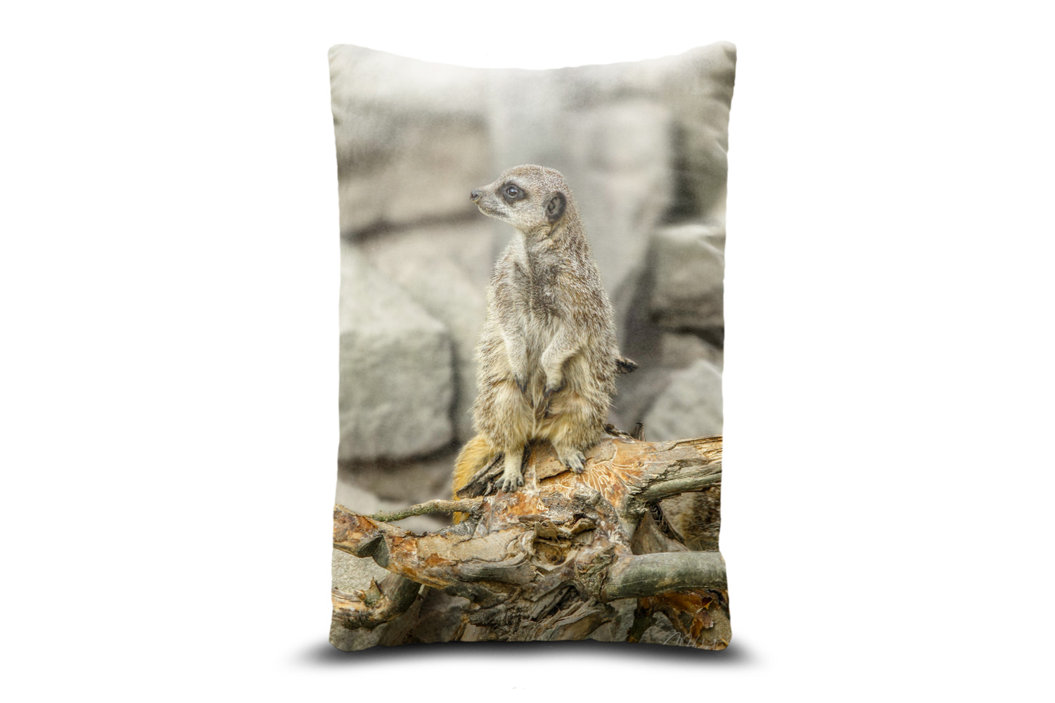 Meerkat Standing Watch 13in x 19in Oblong Throw Cushion Example