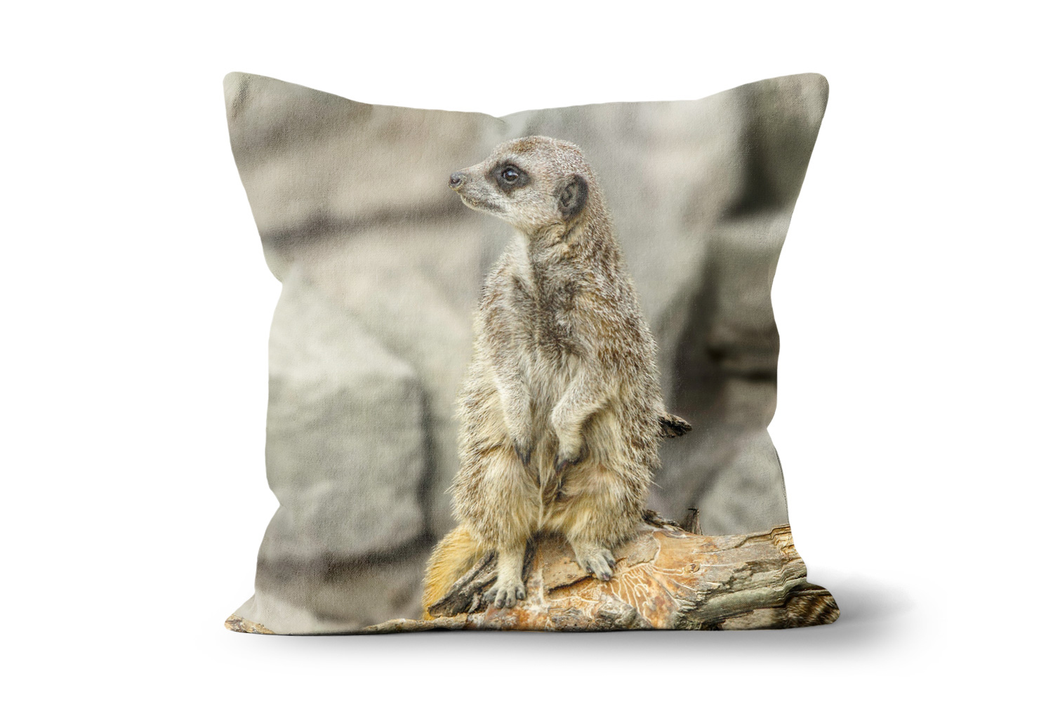 Meerkat Standing Watch 18in x 18in Throw Cushion
