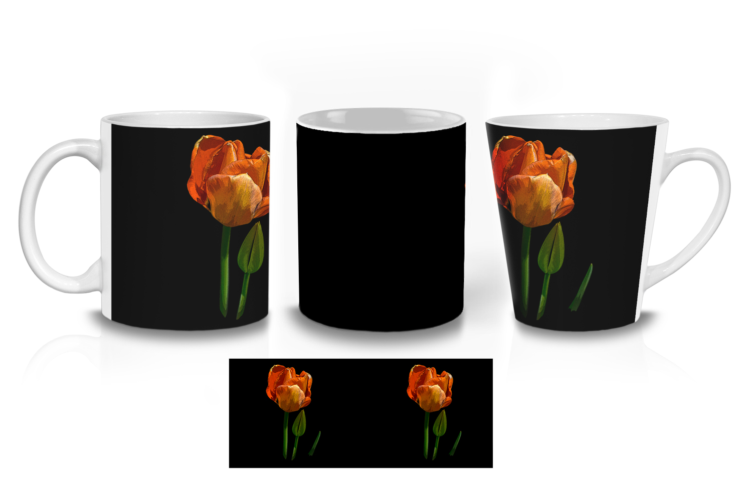 Orange Tulip Pop Art Ceramic Mug Sets