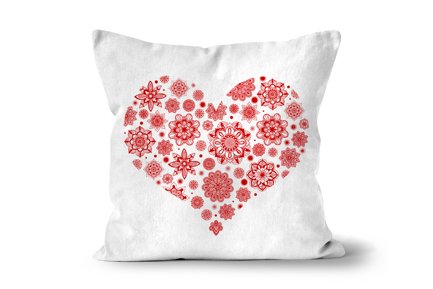 Red Mandala Heart Cushion - Square