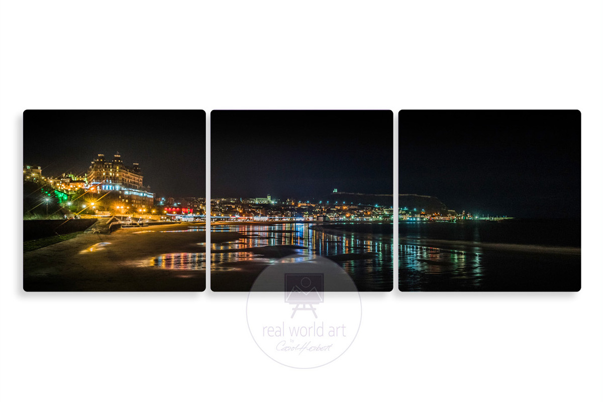 Scarborough by Night Triple Canvas Prints