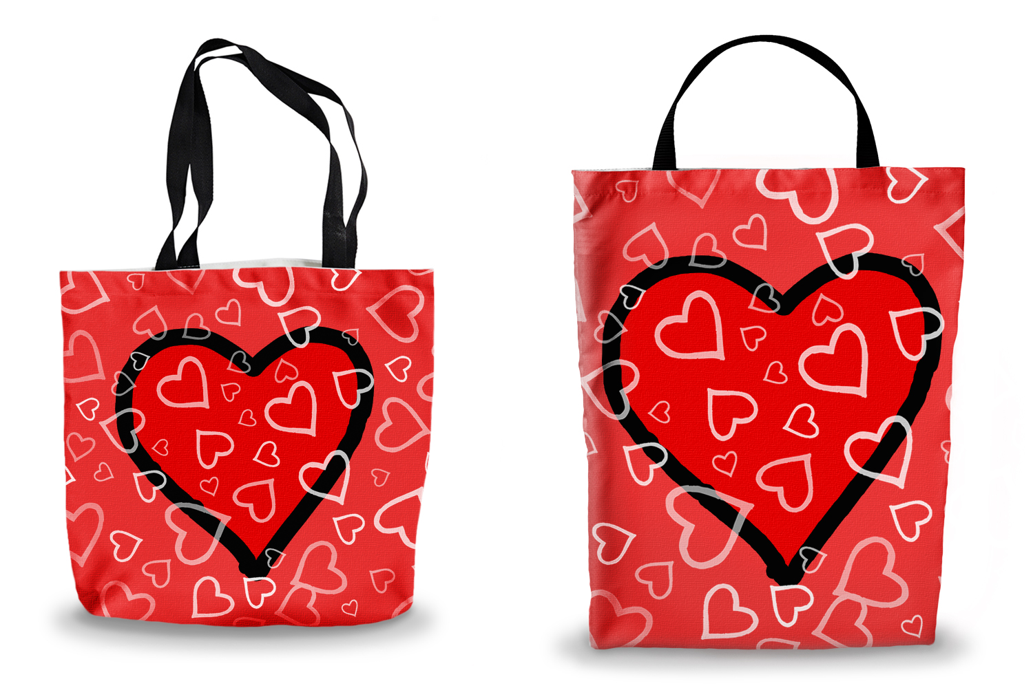 Scattered Hearts Canvas Tote Bags