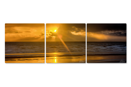 Sunrise Over The Ocean 1 Triptych Canvas Wall Art