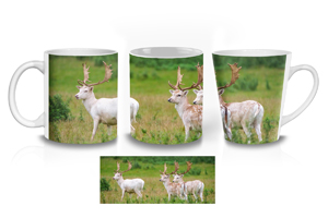 White Fallow Deer Ceramic Mugs
