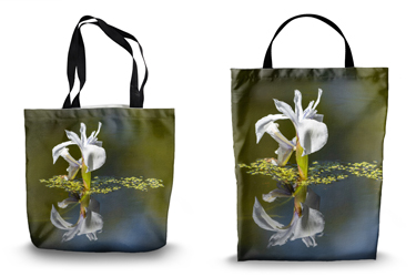 White Water Iris Canvas Tote Bag Options