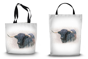 Highland Cow Canvas Tote Bag Options