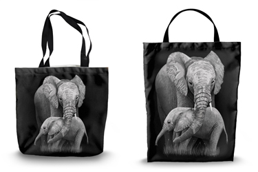 Mother and Baby Elephant Canvas Tote Bag Options