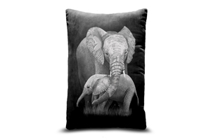 Elephants 13in x 19in Oblong Throw Cushion