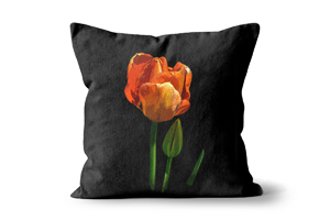 Orange Tulip Pop Art Cushions by Carol Herbert