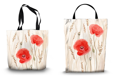 Poppies and Corn Canvas Tote Bag Options