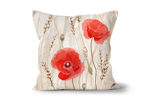 Poppies and Corn Cushions by Carol Herbert