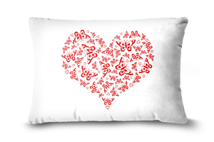 Red Butterflies Heart Cushion - Oblong