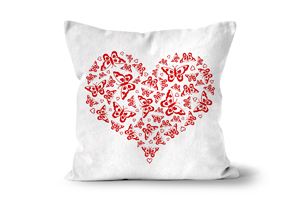 Red Butterflies Heart Cushions by Carol Herbert