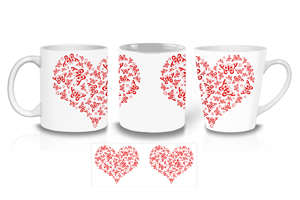 Red Butterflies Heart Ceramic Mugs