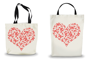 Red Butterflies Heart Tote Bag Options