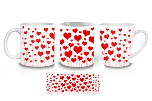Red Heart Flowers Ceramic Mugs