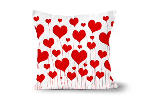 Red Heart Flowers Cushions by Carol Herbert