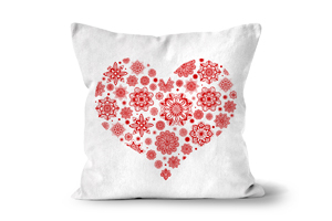 Red Mandala Heart Cushions by Carol Herbert