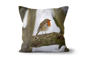 Winter Robin 02 Cushions by Carol Herbert