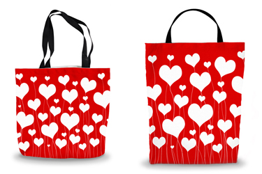 White Heart Flowers Tote Bag Options
