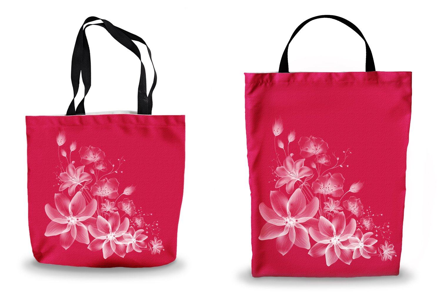 White Etherial Flowers Canvas Tote Bags